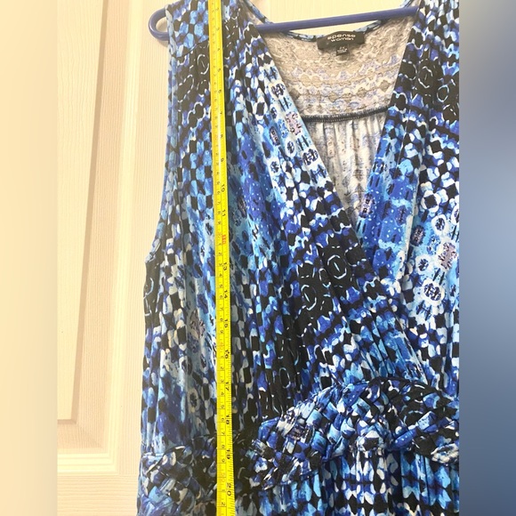 Spense Plus Size Blue Sleeveless V Neck Dress - Picture 6 of 8